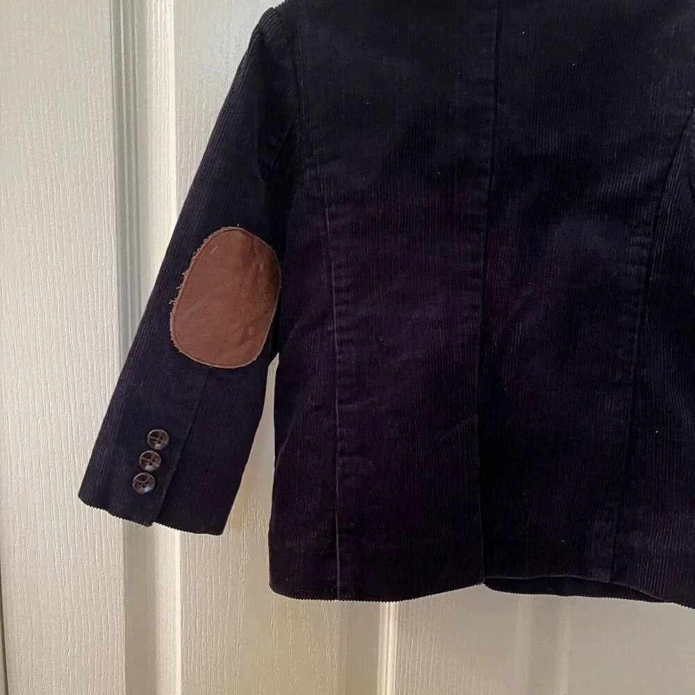 Janie and Jack School Bound Navy Blue Corduroy Blazer Elbow Patches Boys Size 3